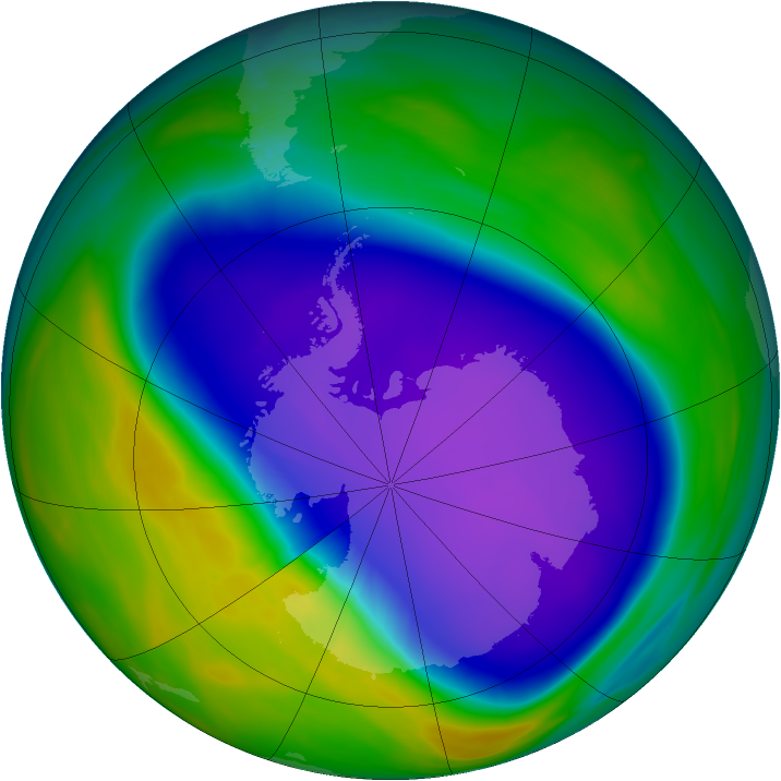 Antarctic ozone map for 03 October 2006